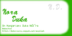nora duka business card